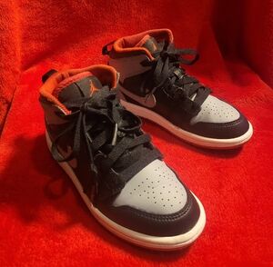 Jordan Black and Gray Sneakers with Red Accents